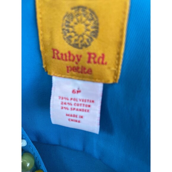 Ruby Rd. Petite Womens Embellished Collar Blue Jacket 6P - Picture 5 of 9